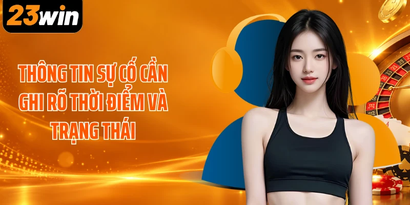 Thông tin sự cố cần ghi rõ thời điểm và trạng thái